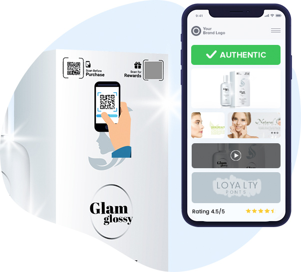 Tag scan using a smartphone to check the authenticity of a cosmetic product