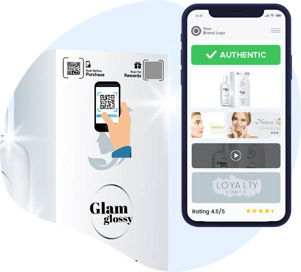 Tag scan using a smartphone to check the authenticity of a cosmetic product